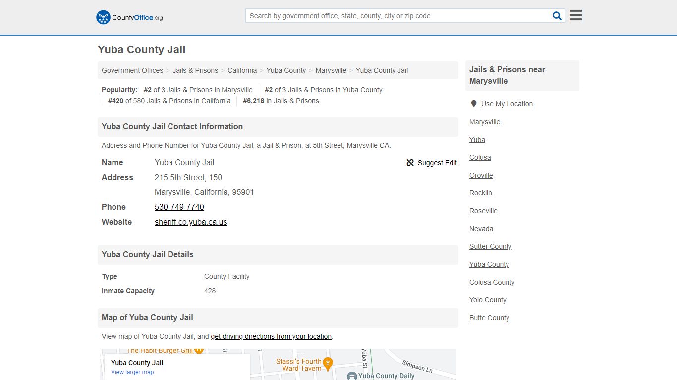 Yuba County Jail - Marysville, CA (Address and Phone)